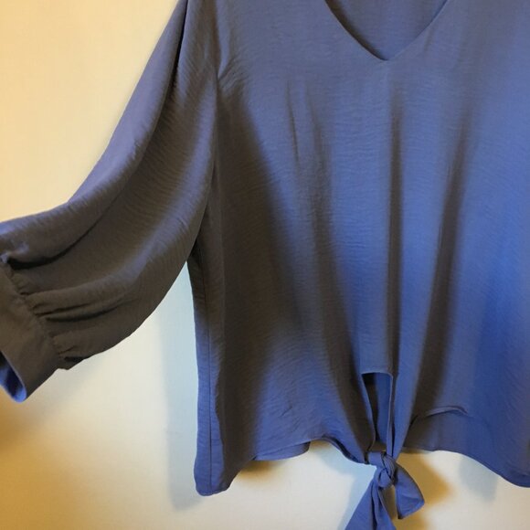 NWOT Purple BlueTie Hem Half Sleeve Blouse - Picture 5 of 16